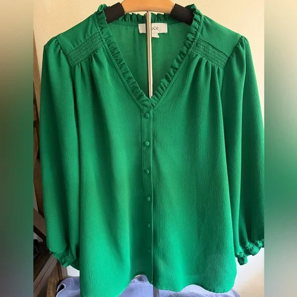 CeCe Emerald V-Neck Blouse - Picture 1 of 5